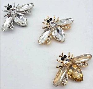 Broche de abelha brilho - MIX DOURADO E PRATEADO