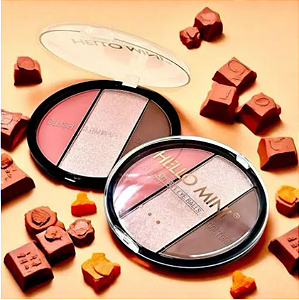 Paleta 3 em 1 Blush, Contorno, Iluminador - Hello Mini - unid