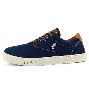 Tênis Masculino Casual Polo White Original 2100 Slim Azul