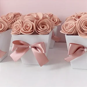 10 Vasinhos MDF de Flores em EVA com Laço - Enfeite ou Lembrancinha