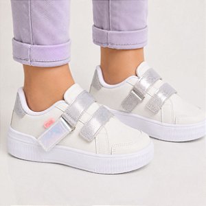 TENIS INFANTIL MENINA BRANCO CONFORTÁVEL VELCRO KLIN