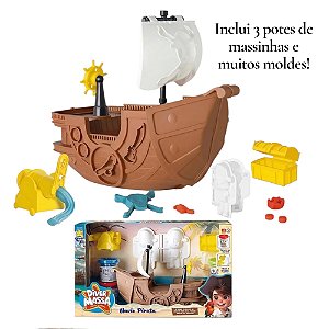 KIT DE MASSINHA DE MODELAR COM MOLDE NAVIO PIRATA DIVERMASSA