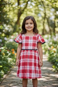 VESTIDO XADREZ INFANTIL MALWEE KIDS LINDO CONFORTÁVEL LUXO