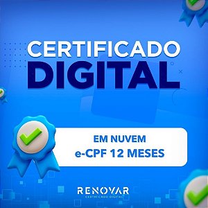 Certificado Digital e-CPF A3 12 meses em NUVEM SAFEID