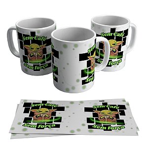 Caneca para presente - Tema Baby Yoda Com Café e Sem Café v1