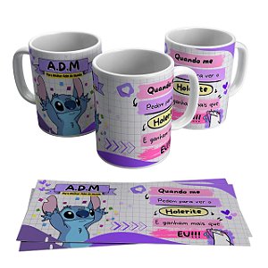 Caneca para presente - Tema Stitch ADM + Nome