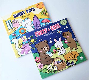 Livro de Colorir - Fuzzy and Cute , Sunny Days - Capa Flexivel