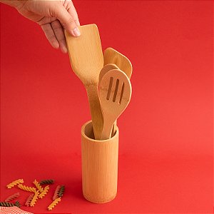 Kit 4 Utensílios de Bambu