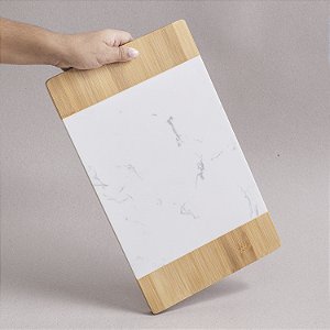 Tábua de Frios Retangular Bambu e Mármore