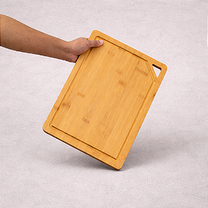 Tábua de Corte e Churrasco em Bambu com Alça - 33 cm