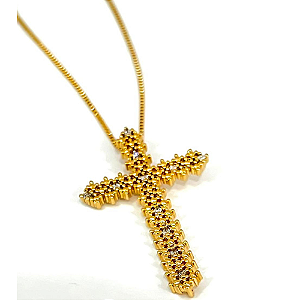Cordão Cruz Maleável com Zirconia