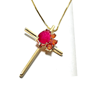 Cordão Cruz com Pedras
