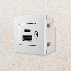 MÓDULO CARREGADOR USB  A + C - BRANCO BRILHO - SLEEK