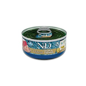Ração Úmida N&D Natural Gatos Adultos Atum e Frango 70g
