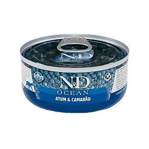 Ração Úmida N&D Ocean Gatos Adultos Atum e Camarão 70 g
