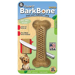 Brinquedo Mordedor Cães Pet Qwerks Bark Bone Madeira Menta P