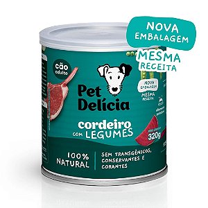 Ração Ãšmida Cão Pet DelÃ­cia Natural Cordeiro com Legumes 320g