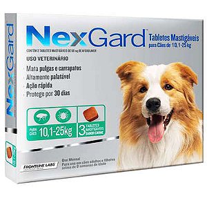 Kit Nexgard 10,1 a 25 Kg com 3 Comprimidos G