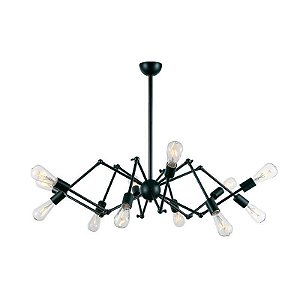 Pendente Spider Metal 90x70cm 12xE27 40W Bivolt Cor Preto Ouro Velho  Studioluce  PD745
