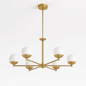 Lustre Moderno 6 Braços com Globos Ø120 Ø76x41cm 6xG9 Old Artisan PD-5216/A