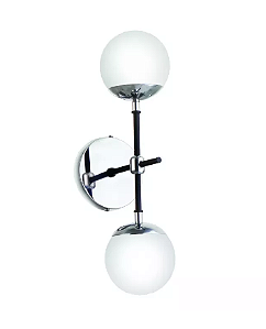 Arandela de Parede Metal e Bola Vidro Dupla Vertical 40x17x12cm 2xG9 Halopin Old Artisan AR-5203