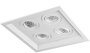 Luminária De Embutir Recuado Chanfrado Quadrado Quádruplo AR111 37,5x37,5cm Metal Impacto 1044/4