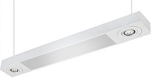 Pendente Mix Retangular 2 Tubular T8 + 2 MR16/Dicroica 150x14cm Metal e Acrílico e Acrílico Impacto MD240-P