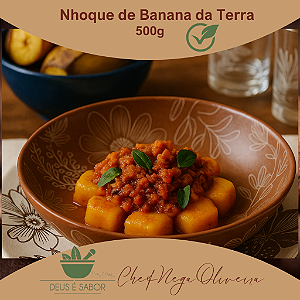 Nhoque de Banana-da-Terra com Molho de Legumes - Vegano