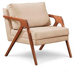 Poltrona Mona Luxo Madeira - Linho