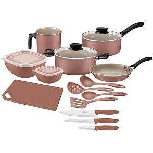 Kit Cozinha Antiaderente Starflon Max Mocaccino 14 Peças