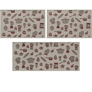 Kit Tapetes Cozinha 3 Peças Funcional Confeiteiro Cor Cinza 51 - J. Serrano