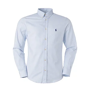 Camisa Ralph Lauren Masculina Oxford Cor Azul Clara