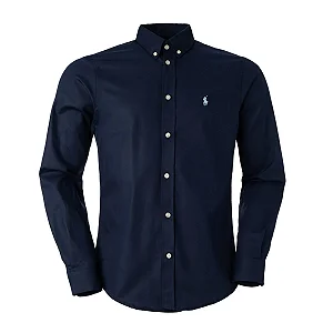 Camisa Ralph Lauren Masculina Oxford Marinho Poney Azul