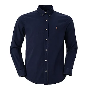 Camisa Ralph Lauren Masculina Custom Fit Sarja Cor Marinho