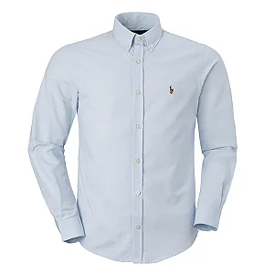 Camisa Ralph Lauren Masculina Oxford Ponei Colorido Cor Azul Claro