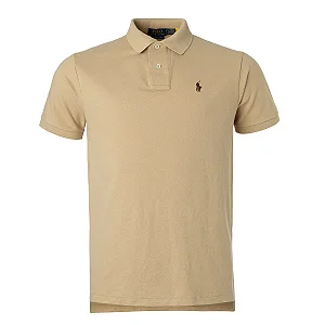 Camisa Polo Ralph Lauren Custom Fit Cor Caqui
