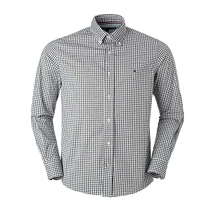 Camisa Tommy Hilfiger Masculina Xadrez Ginghan Branca/Oliva