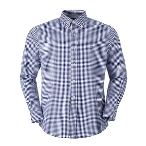 Camisa Tommy Hilfiger Masculina Xadrez Ginghan Azul