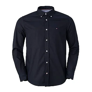 Camisa Tommy Hilfiger Masculina Algodão Regular Fit Preta
