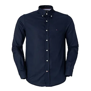 Camisa Tommy Hilfiger Masculina Algodão Regular Fit Azul Marinho