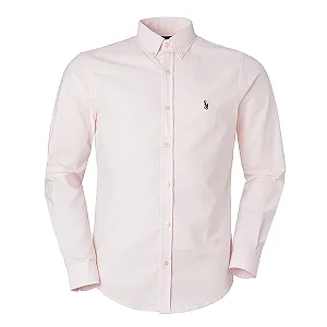 Camisa Ralph Lauren Masculina Oxford Ponei Colorido Rosa