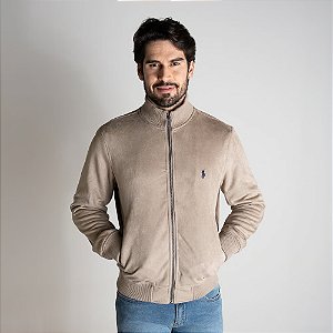 Jaqueta RL Suede Gola Alta - Bege