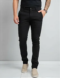 Calça Sarja Tommy Hilfiger Masculina Chino Preta