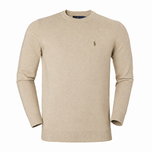 Sueter Ralph Lauren Masculino Fleece Sweatshirt Cor Bege Claro