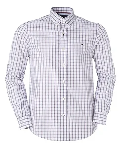 Camisa Tommy Hilfiger Masculina Xadrez Cinza