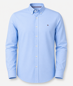 Camisa Tommy Hilfiger Masculina Oxford Azul Claro