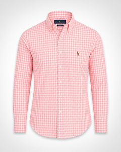 Camisa Ralph Lauren micro Xadrez Rosa e Branco