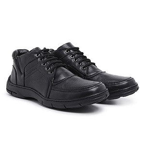 Bota Masculina Couro legítimo Comfort Shoes- 1405 Preta