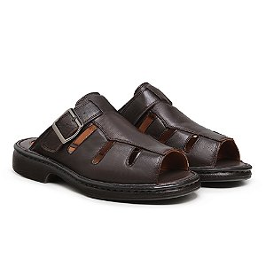Sandalia Masculina Couro Legítimo Soft Comfort- 2611 Café