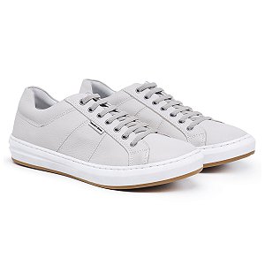 Tênis Casual Masculino De Couro Legitimo Comfort Shoes - 4032 Gelo